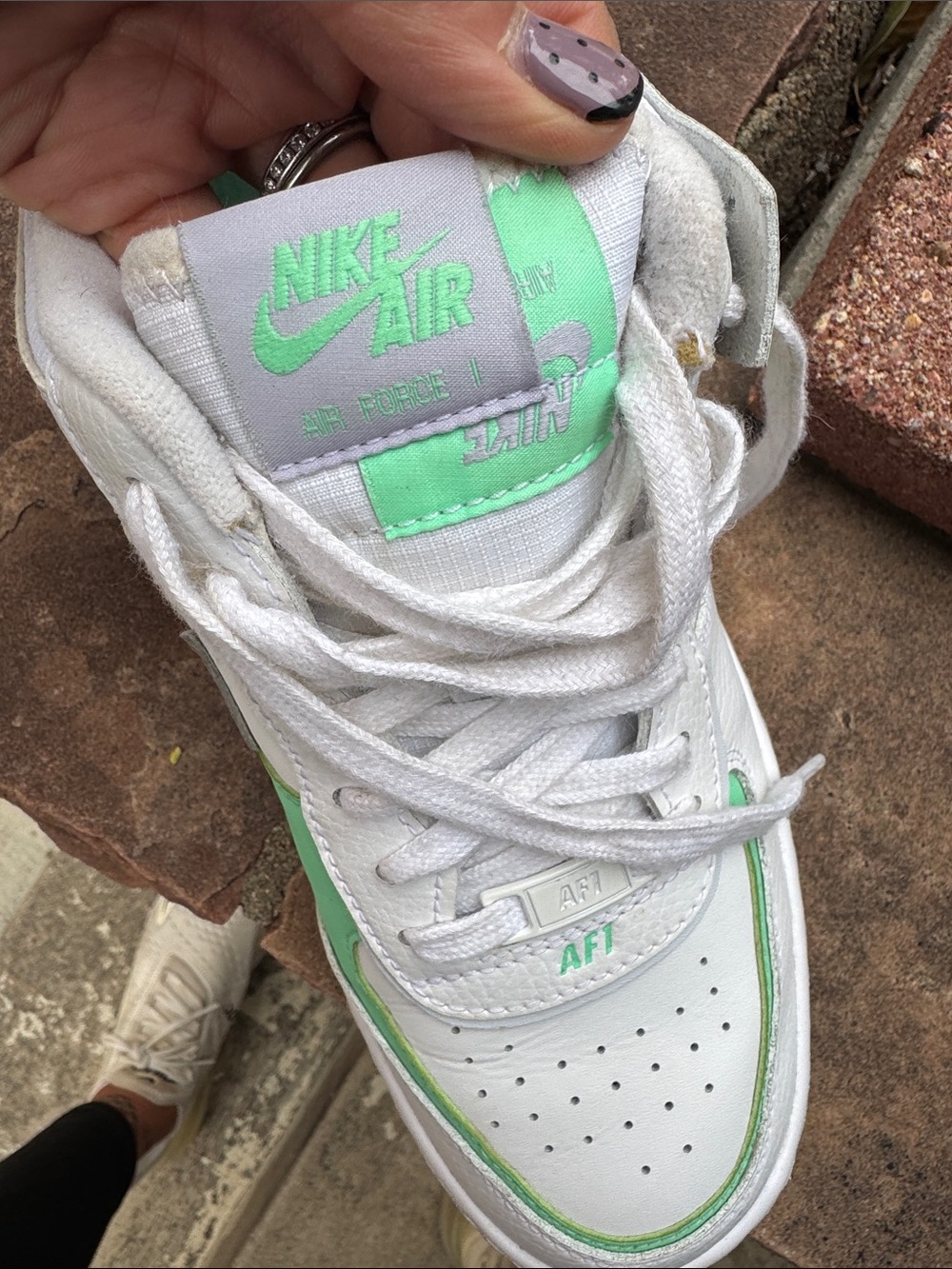 Women’s Nike Air Force 1 Low - White with Mint Green and lavendar Accents Size 9 - Picture 8 of 9